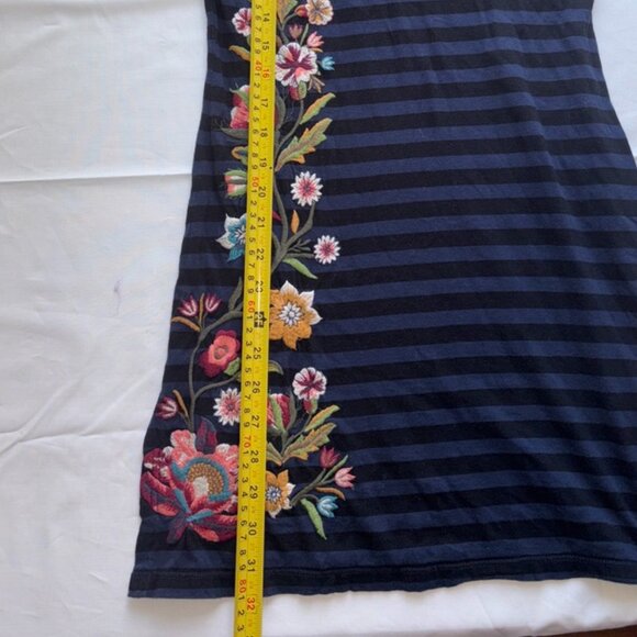 Johnny Was Striped Long Sleeve Dress with Floral Embroidery XS Striped Tunic - Picture 6 of 11